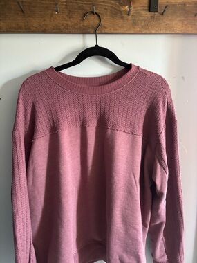 Maurices Purple Knit-Panel Crewneck